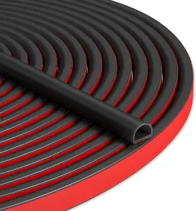20FT Weather Stripping Door Seal Self Adhesive Door Weather Stripping Weather Strip Silicone D Shaped Door Seal Strip for Door Frame/Window Seal (20FT Black 3/8" W × 1/4" T)