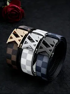 Business Workplace Classic Belt, Durable Anti-Fray Automatic Buckle Design, Alloy Head Embossed Texture, Essential Commuter Accessory