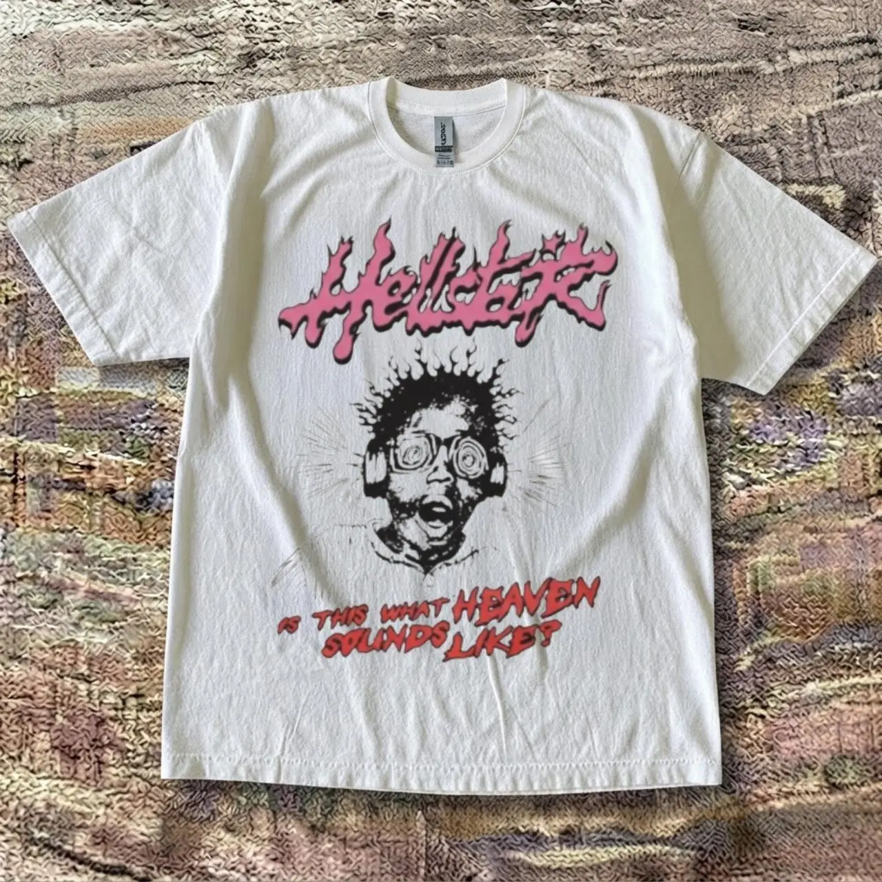 Hellstar Is This What Heaven Sounds Like Graphic White Unisex Shirts