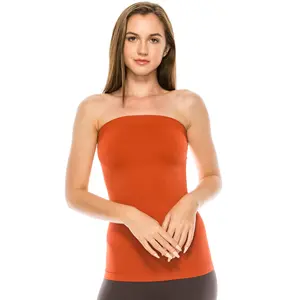 Kurve Women’s Strapless Tube Top - Long Length Seamless Bandeau Stretch Sexy Cami Tops, UV Protective Fabric UPF 50+ (Made in USA)