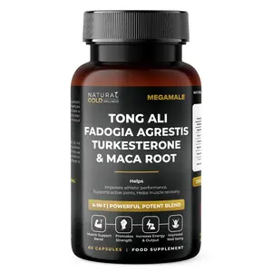 MegaMale 4-in-1 Men’s Health Blend – Tongkat Ali, Turkesterone, Fadogia & Maca Root – Daily Men’s Wellness & Energy Support Formula – Vegan Capsules, 60 Capsules/bottle – Edible Healthcare Fitness Supplement