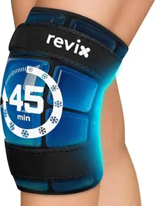 REVIX Knee Ice Pack 45-Minute Long Lasting Cold Therapy with Ice Grid Gel Design Reusable Gel Ice Wrap for Calf & Arm 12"×9"