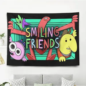 Smiling Friends Tapestry Gift Wall Hanging Backdrop for Room Bedroom Girls Fans Background Banner Party Birthday Supplies Decor
