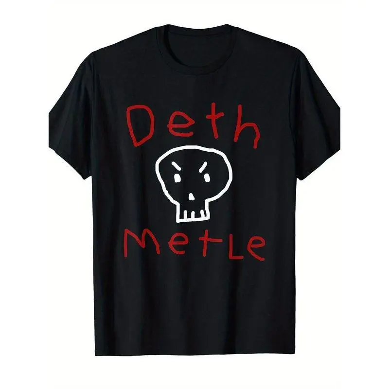 Unisex Deth Metle Skull Graphic T-Shirt | Edgy Streetwear Design | Soft Cotton Crewneck Tee for Daily Wear & Gifts | Trendy Gothic Style | Comfortable, Breathable, Lightweight | Viral Funny Graphic Tee for Men & Women