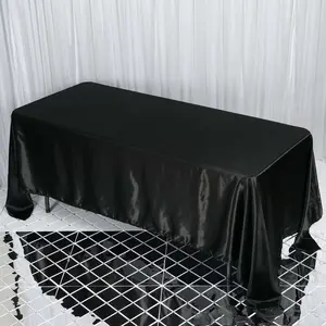 Satin Rectangular Tablecloth 72"x120" Black - Silky Smooth Table Covers