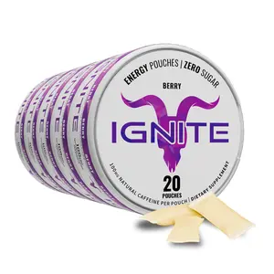 Ignite Energy Caffeine Pouches, Berry | 5 Packs (100 Total) | 100mg Caffeine per Pouch | 20 Pouches per Pack | Sugar-Free