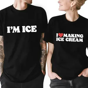 I Love Making Ice Cream I'm Ice Couple T-Shirt Valentine Day Gifts Anniversary Made In USA For Women For Men [Lolly & Lace 180G/230G 100% cotton short-sleeve/hoodie, soft and comfortable]