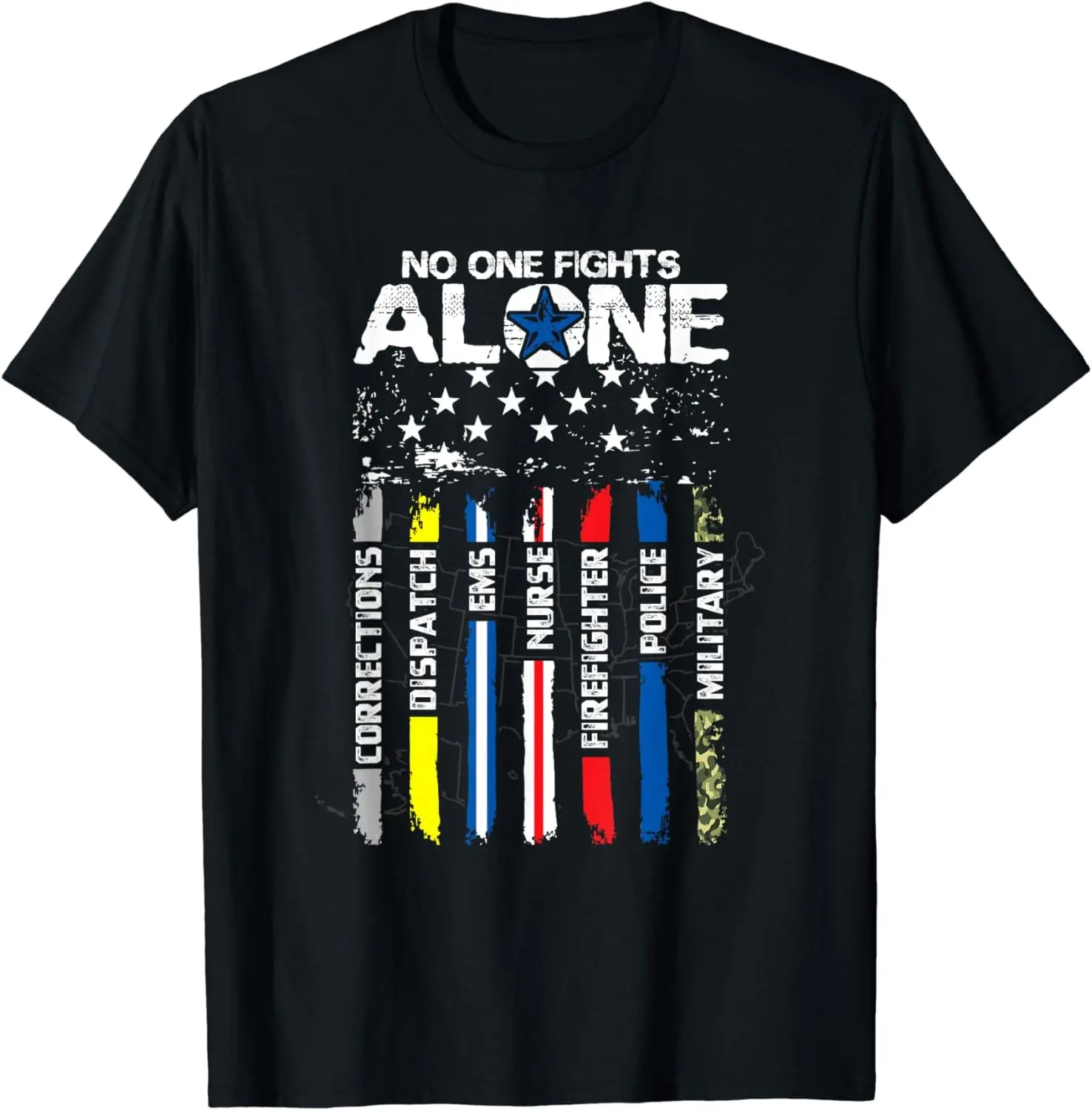 First Responders American Thin Line Police Fire Military EMS T-Shirt