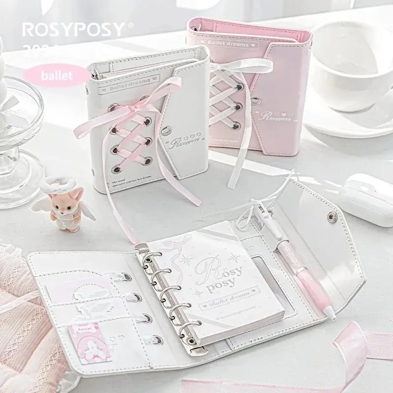 2025 Kawaii Style Blush Pink PU Leather Envelope Notebook Planner - Home Supply, School Stationery Gift for Students