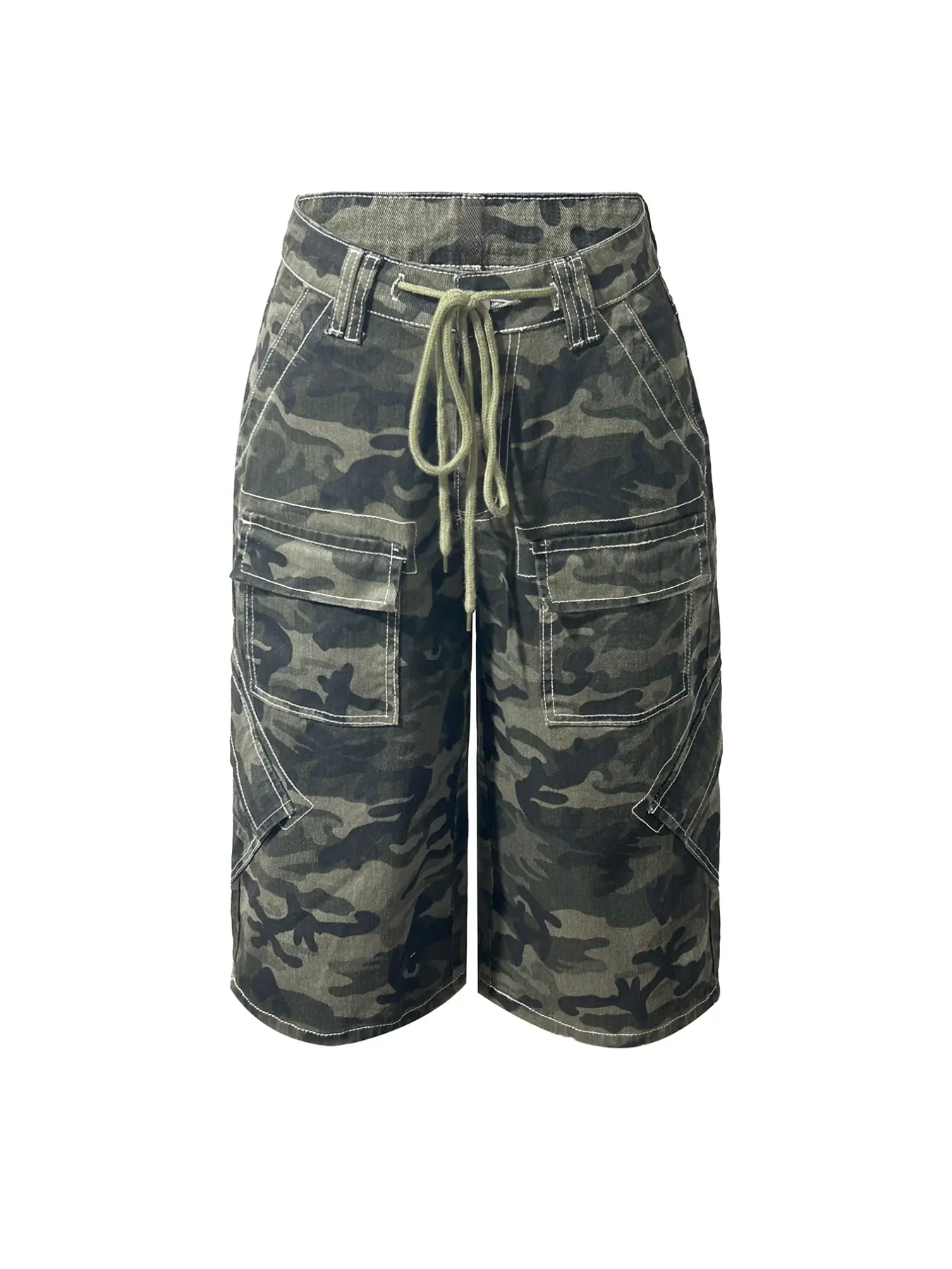 Vintage Washed Camo Camouflage Baggy Cargo Pocket Jorts, Y2K 