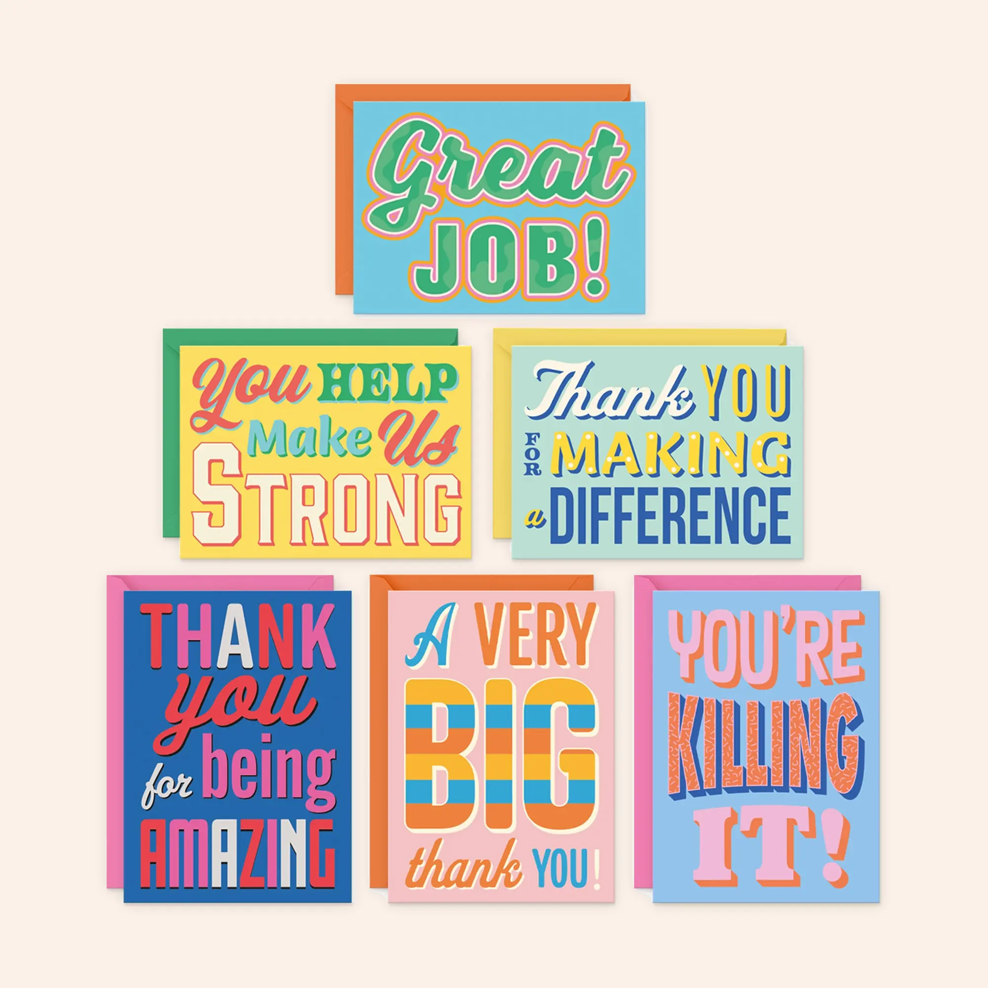 SWEETZER & ORANGE Employee Appreciation Cards with Pop Color Envelopes - Boxed Bulk Set of 24 Handwritten Notes for Team Appreciation