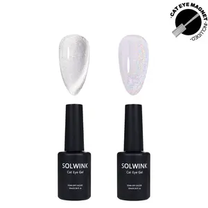 SOLWINK HEMA&TPO FREE  UV/ LED lamp needed Silver&Rainbow crystal shine holographic effect Cat Eye Gel  Safe for Natural Nails Extension Nail Tips Toes