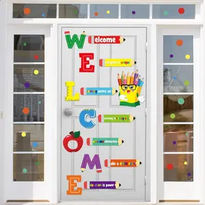 Welcome Window Door Clings StickersWelcome Poster for Classrooms Door Decorations Back to School Party Teachers Supplies for Preschool Kindergarten Elementary Wall Glass Blackboard Decor