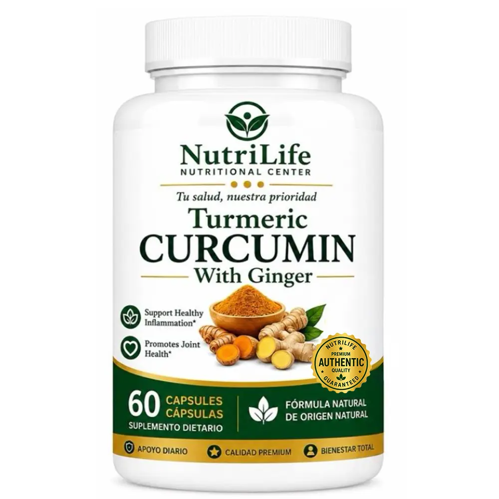 Nutri Life Curcumin Herbal Dietary Supplement Capsules - 60 Vegetarian Pills, Naturally Derived Botanical Blend Extract, Joint Relief, Antioxidant Support for Adults