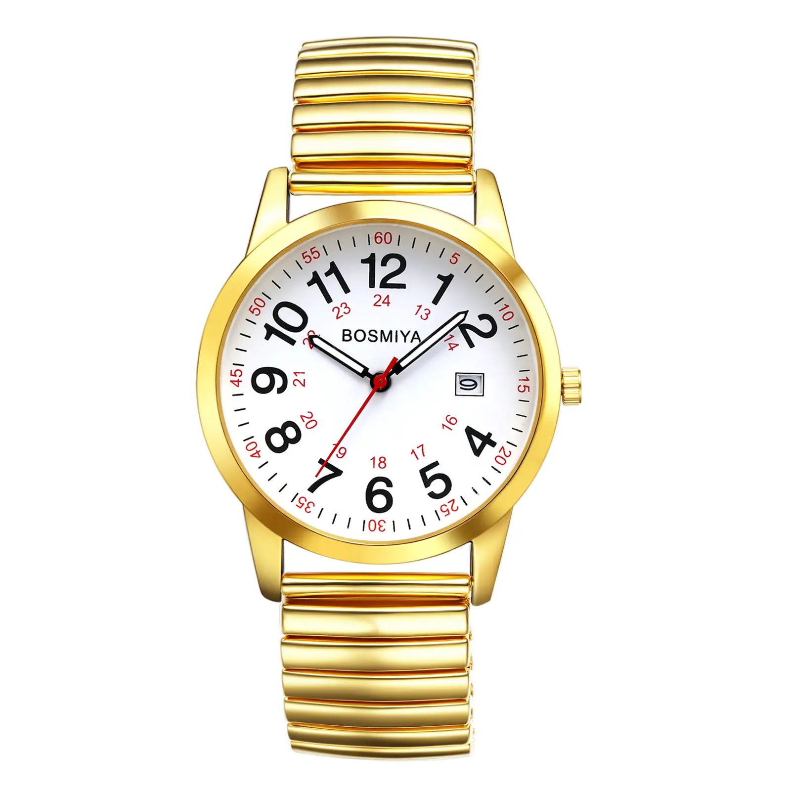 OIDEA Unisex Elastic Strap Analog Quartz Watch - Stainless Steel Business Fashion Watch with 24-Hour Display, Bold Numerals, Date Window, Durable Wristwatch, Versatile Style, Ideal for Nurses, Practical Summer Gift, Durable Watch summerwins,summerwins