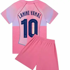 25/26 Kids Sports Set, Boys Girls Breathable Lamine Yalam, Christmas Gift, Football Fan Shirt, Training Wear, Match Casual J