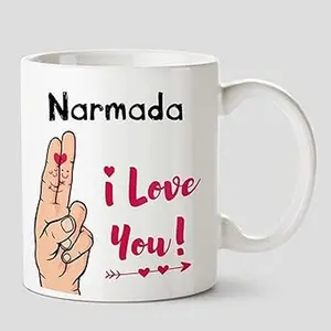 Huppme I Love You Narmada Name Ceramic White Coffee Mug - Custom name