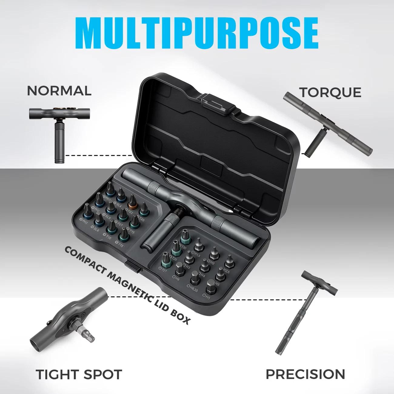 25Pcs 24 in 1 Multifunction Screwdriver Head Set Household Repair Ratchet Wrench