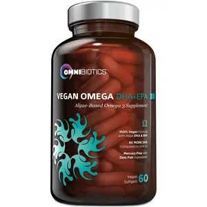 OmniBiotics Vegan Omega 3 DHA EPA Supplement - MD-Certified Prenatal with 8X More DHA Than Krill Oil, Fish-Free, 60 Capsules - Healthcare