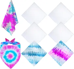 White Bandana Cotton for Tie Dying 6PCS 22" x 22", Blank Solid Handkerchiefs Bandanas for Men or Women or Children or Dogs
