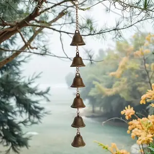 Handmade Metal Wind Chime, Classic Rustic Iron Bell with Decorative Chain, Outdoor Garden Wall Decoration, Thanksgiving Home Decor, Holiday Gift