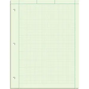 Engineering Computation Pad, 8-1/2" x 11", Glue Top, 5 x 5 Margin/Cross-Section Rule, Green Tint Paper, 3-Hole Punched, 100 Sheets (42-142)