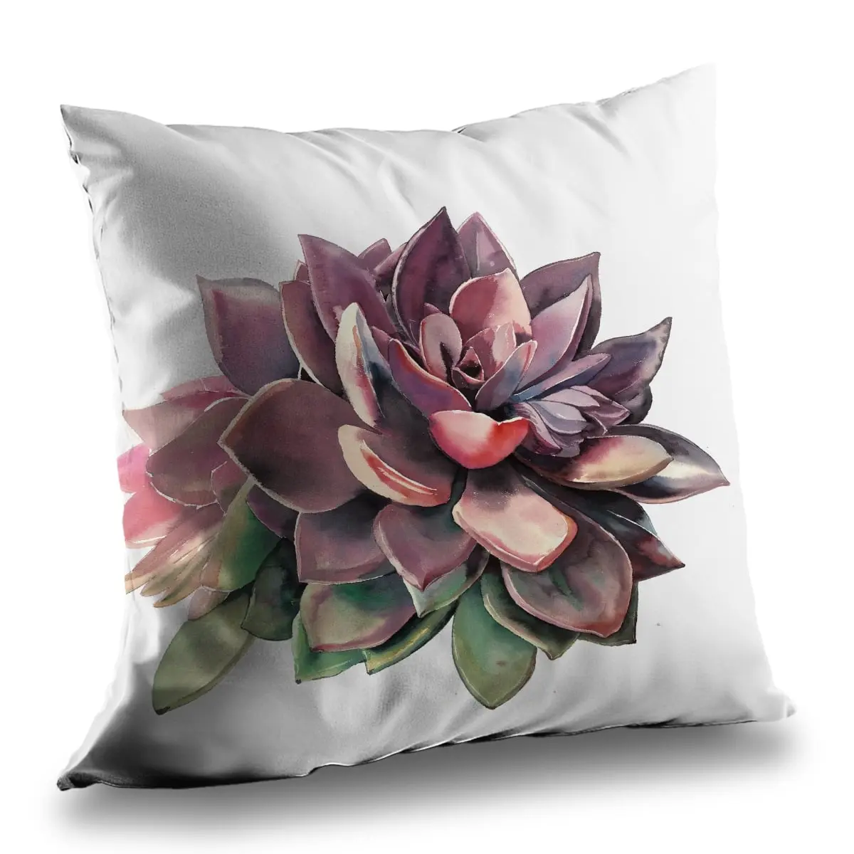14x14 in. 360 Stand Poly Twill Succulent Throw Pillow - Botanical Print, Twill Weave, Soft Polyester Insert, Interior Style Living Room Decor (Model C1PT1414OLR6MP)