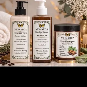 Monarca Hair Care Set - Shampoo Conditioner & Pre-Shampoo Treatment with Rosemary & Ginger for Nourishing Scalp & Strengthening Hair