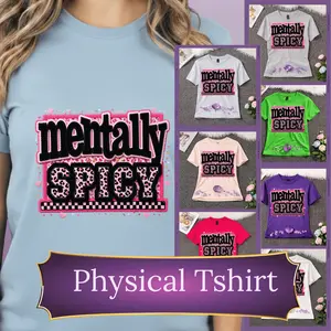 Mentally Spicy T-Shirt | Leopard Checkered Graphic Tee | Funny Neurodivergent Shirt