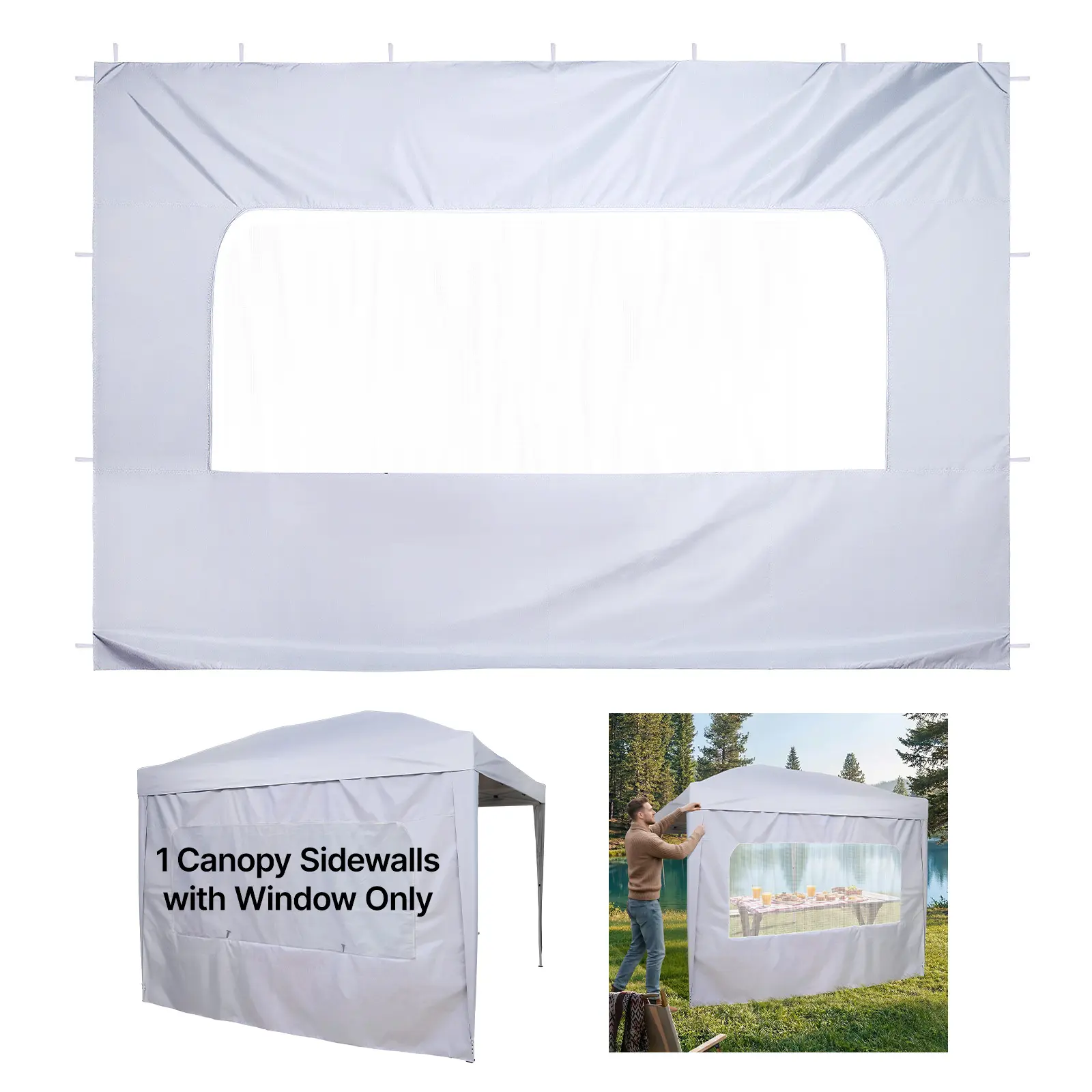 【SummerFinds】VEVOR Canopy Sidewalls, Fit for 10 x 10 ft Pop Up Canopy Tent, Tent Side Walls with Waterproof and Sunlight Protection Layer for Outdoor Event Tents, Vendor Booths, Camping (1 Sidewall Only, White)