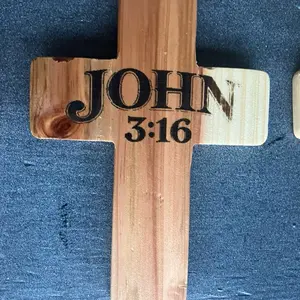 JOHN 3:16 Cross -Cedar Wooden Religious Symbol with Inspirational Verse for Home Decor and Gift