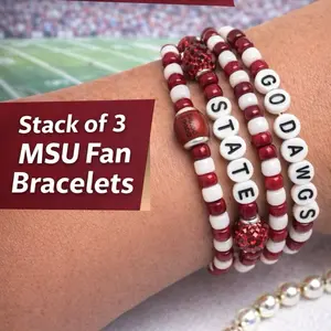 Stack of 3 College Fan Bracelets for Tail Gate or Football Games - Choose your team and your colors!