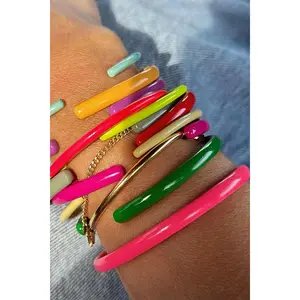 Narrow Enamel Cuff Bracelet, Colorful Arm Stack, 3mm, 1 Bangle