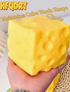 2026 New Cute Cheese Squeeze Toy, Soft Slow Rebound Stress Relief Toy, Creative Cartoon Vent Squeeze Ornament, Funny Mini Gift for Christmas & Party, Single Square Cheese Shape