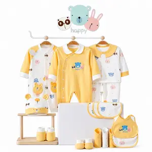 21-piece gender-neutral baby clothing set, 100% pure cotton essentials, hospital discharge outfit, newborn boy gift (creamy yellow)