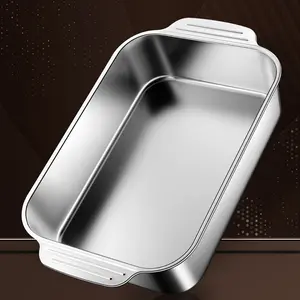 1pc Rectangular Baking Tray with Handle Oven Safe Non-stick for Roasting Fish Baking Dishes Kitchen Large Serving Plate for Home & Restaurant