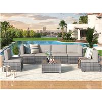 Grey Rattan and Grey Cushion