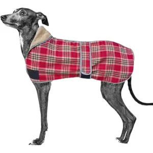 Greyhound Winter Dog Coat with Leash Hole Plaid Reflective Warm Dog Outdoor Fleece Snow Jacket Soft Thick Turtleneck Pet Vest Coat Clothes for Whippet Dogs 3XL