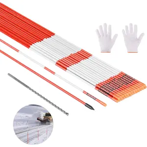 VEVOR Driveway Markers, 50Pcs 60 in Long 5/16 in Dia, Hi-Visibility Driveway Reflectors with 12 in Steel Drill Bits, Reflective Snow Sticks Fiberglass Pole for Parking Lots, Walkways, Snow Plowing
