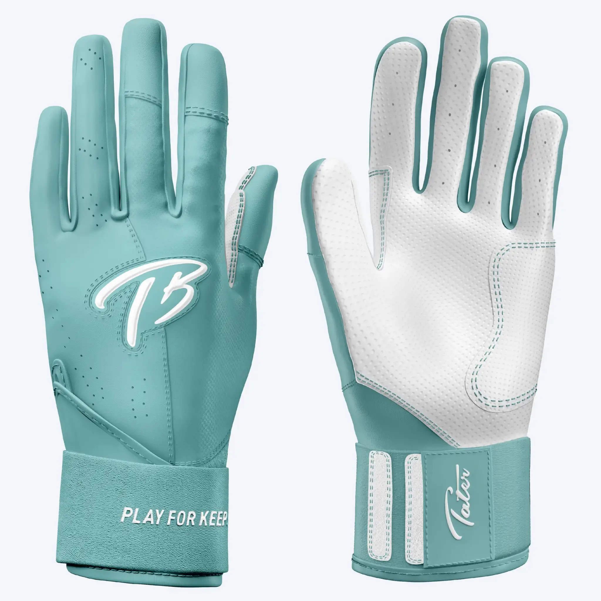 Tater® Long Cuff Batting Gloves — Cool Mint