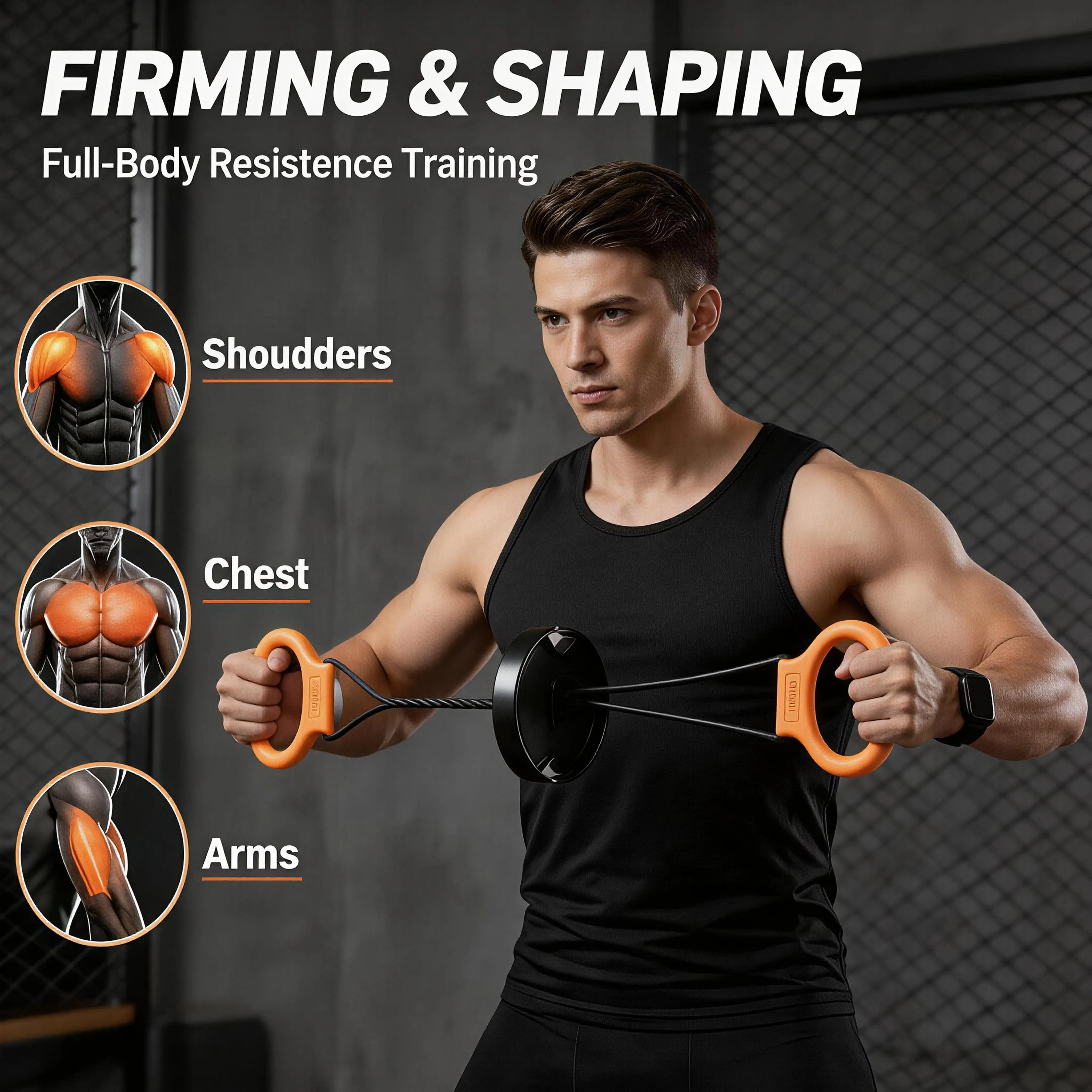 Rogarohen Flywheel Chest Expander, Portable Home Fitness Equipment for Arm Muscle TrainingTriceps training equipment