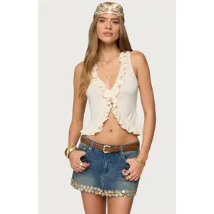 Edikted Women's Marsh Ruffle Split Front Top