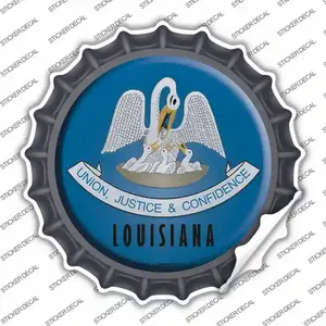 Louisiana State Flag Novelty Bottle Cap Sticker Decal