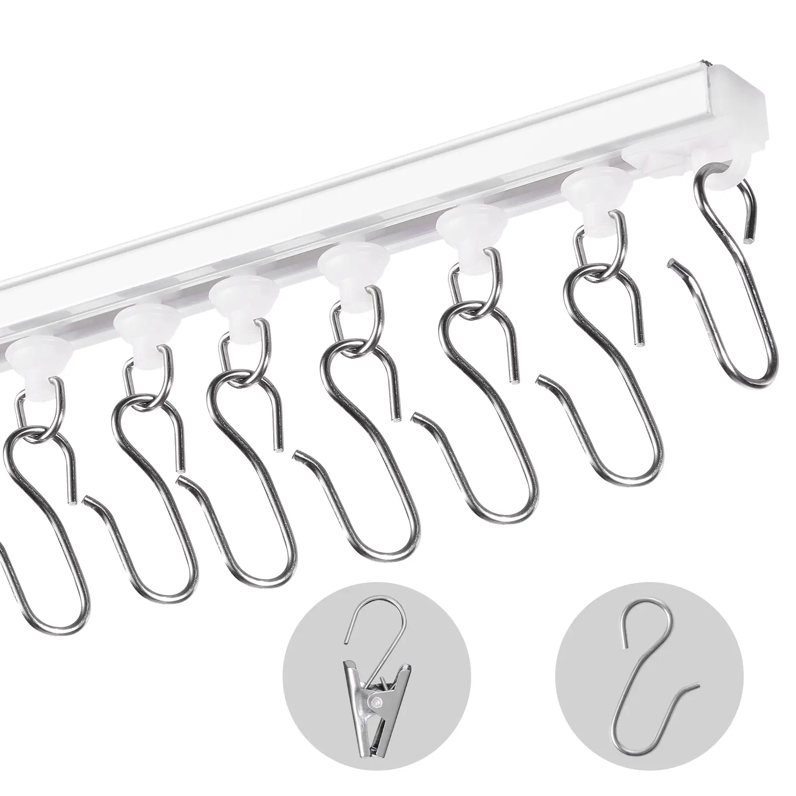 【DealsForYouDays】VEVOR Ceiling Curtain Track Set,9.9 FT/3 MeterSelf AdhesiveNo Drill Ceiling Track System for CurtainsRoom Divider Curtain Track Ceiling Mounted for Living Room with Hooks and HardwareWhite
