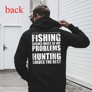 Fishing Solves Most Of My Problems Hunting Solves The Rest , Funny Outdoorsman , Fisherman Hunter Hoodie, Gift for Dad or Husband
