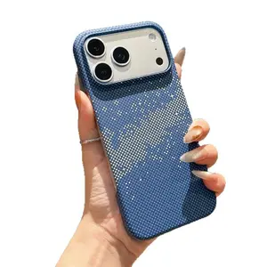 Ultra-thin carbon fiber pattern magnetic charging case for iPhone 17, anti-drop protective cover for iPhone 16