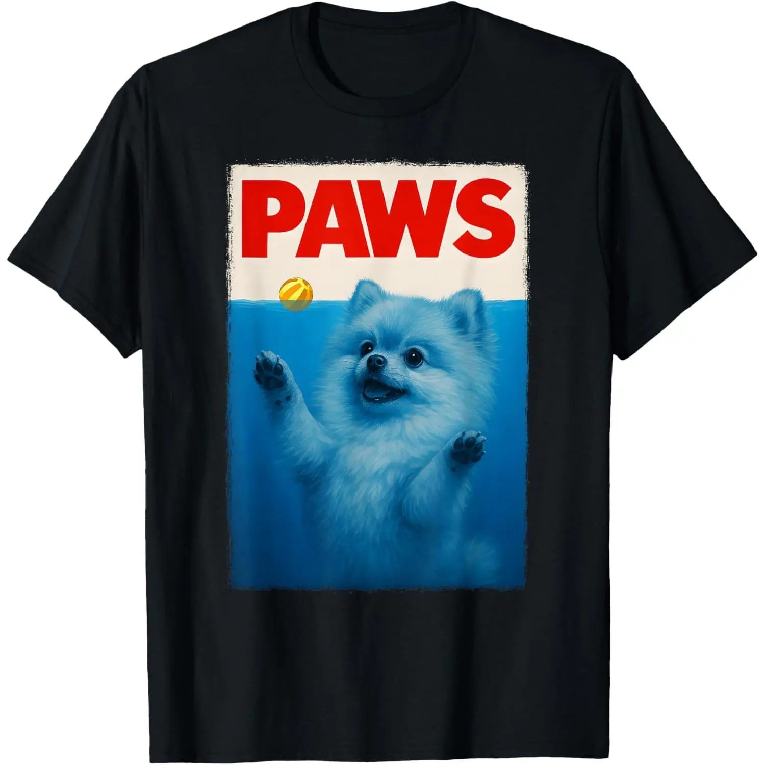 Men's PAWS Pomeranian Movie Parody Graphic T-Shirt - Unisex 100% Cotton Short-Sleeve Round Neck Top, Lightweight All Over Print, Loose-Fit Stylish Breathable Casual Streetwear, All Seasons Regular Sizes