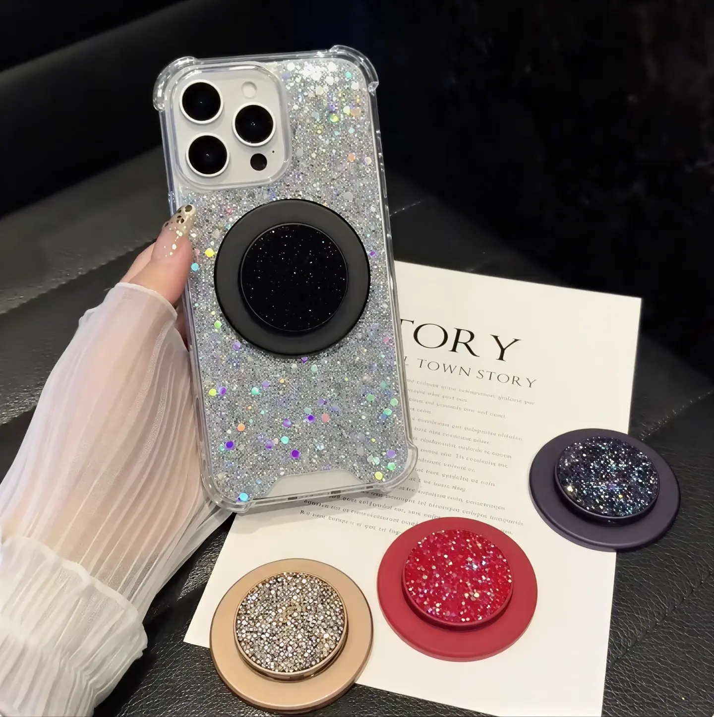 Luxury Rhinestone Magnetic Phone Holder Sparkling Crystal Stand Strong Magnet Foldable Kickstand Universal Phone Accessory Fashion Women Ideal Gift