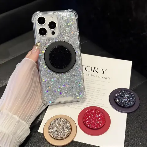 Luxury Rhinestone Magnetic Phone Holder Sparkling Crystal Stand Strong Magnet Foldable Kickstand Universal Phone Accessory Fashion Women Ideal Gift