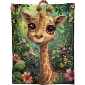 Giraffe Blanket for Couch, Bed, Sofa - Soft Cozy Throw for All Seasons - Flannel Plush Lightweight Comfy Decor Gift for Adult Kids 50"60"